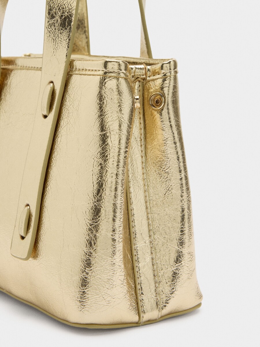 Bolso Tote Efecto Craquelado dorado