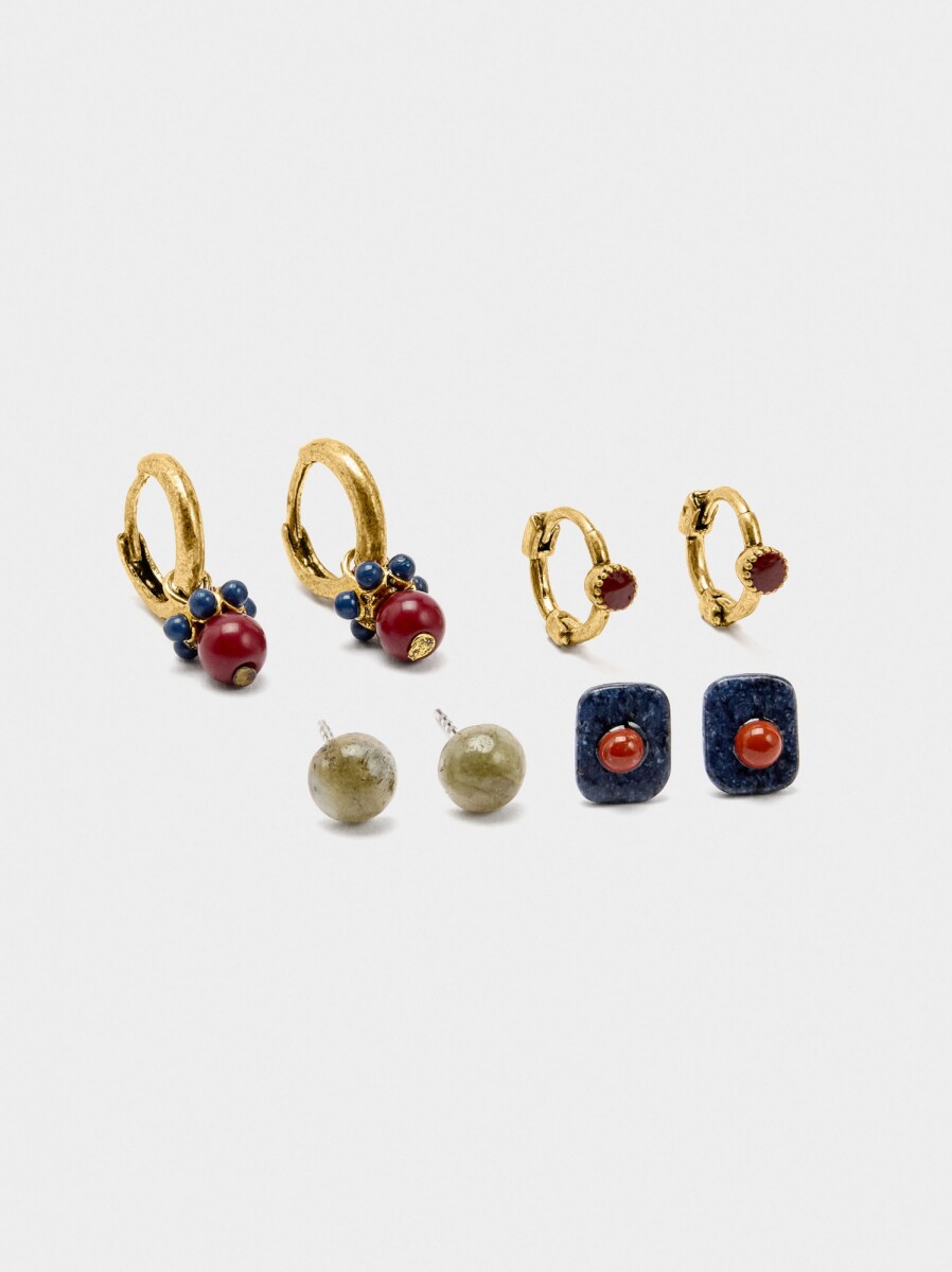 Set De Pendientes Con Piedras - multicolor 