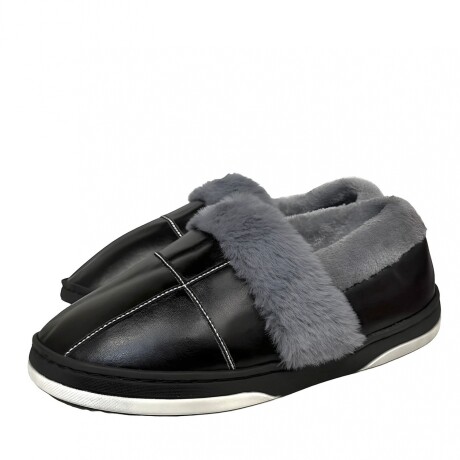 Pantuflas Unisex Cuerina Piel Sintética Antideslizantes Negro