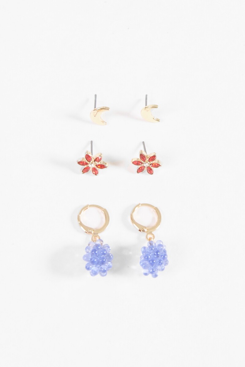 Set de caravanas uvas flor dorado