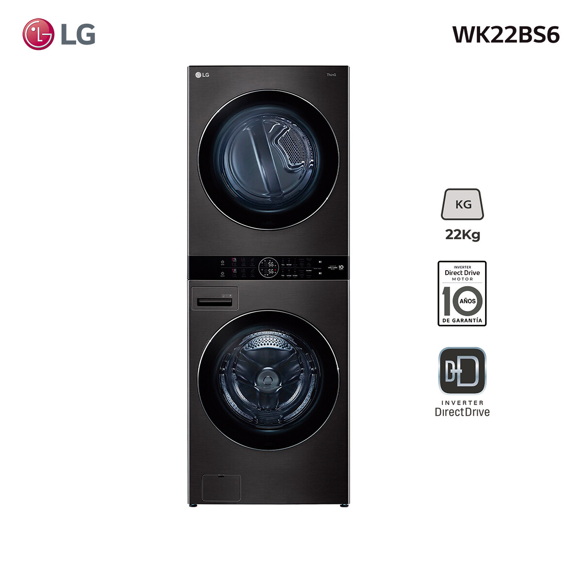 Torre de lavado y secado WashTower LG 22Kg WK22BS6 