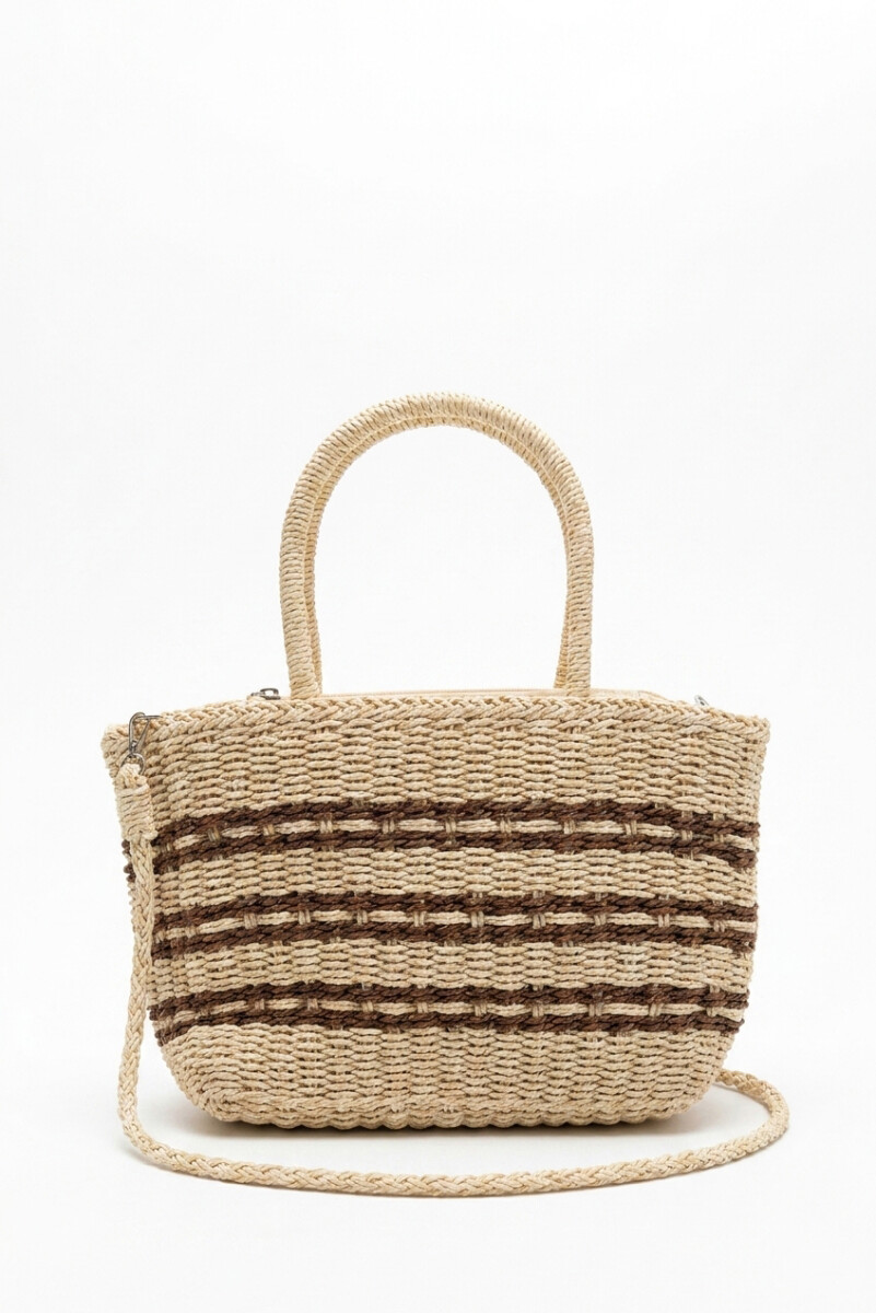 Bolso tejido rayas - beige 