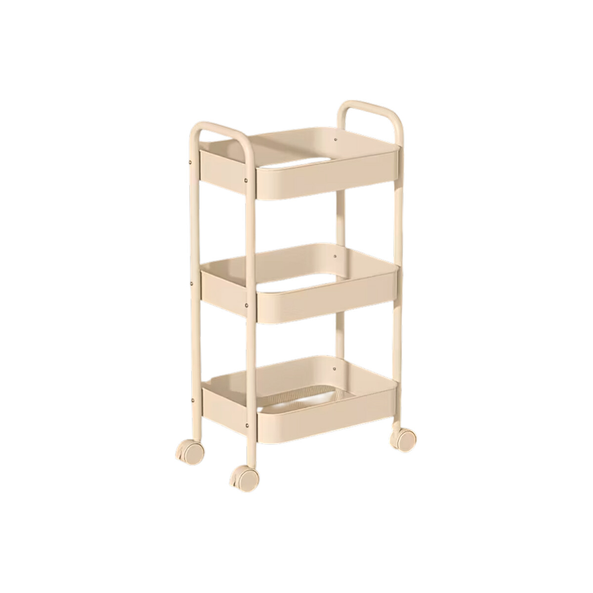 Carro organizador metálico de 3 niveles con ruedas - Beige 