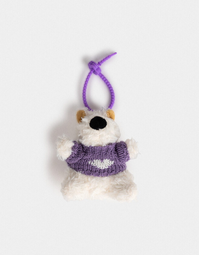 Llavero Peluche Llavero Y Charm De Perrito Con Sweater - Blanco Crema