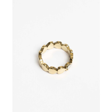 Anillo Acero Corazón Dorado