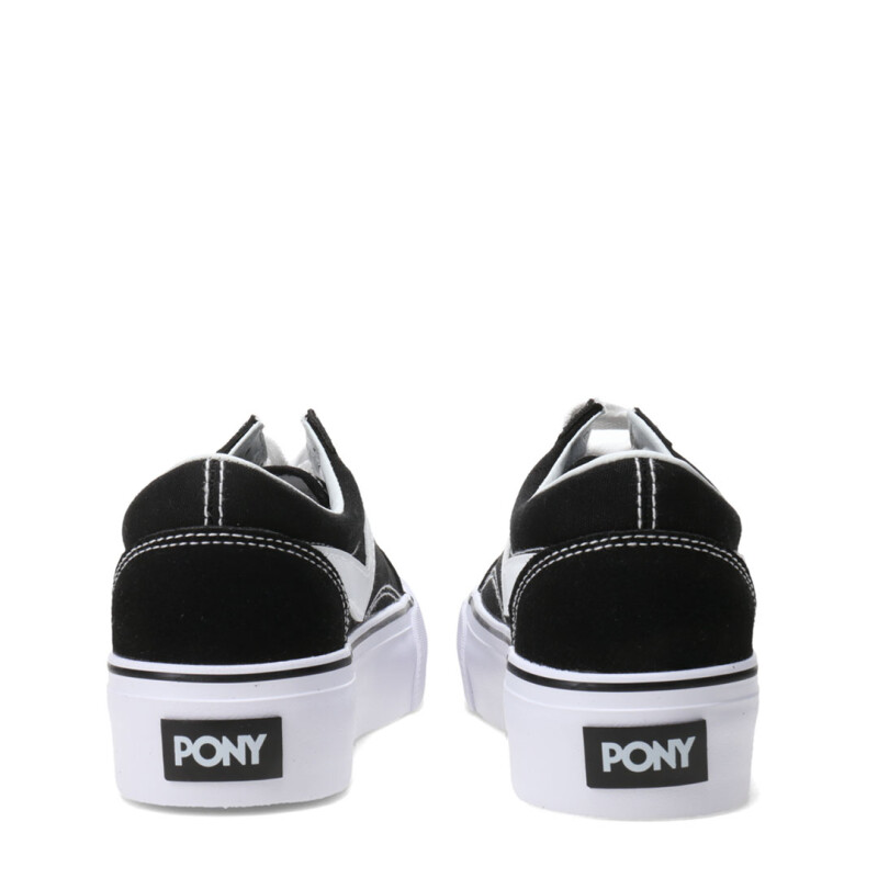 Championes de Mujer PONY Plataforma Casual Negro - Blanco