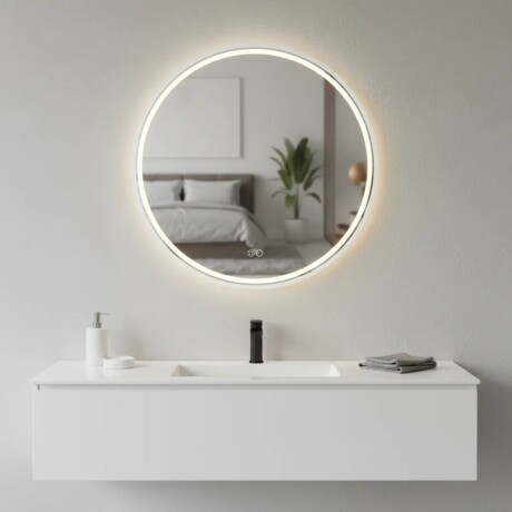Espejo Lumax Doddy redondo con desempañador y luz 60cm Blanco