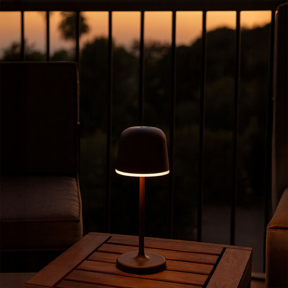 Lámpara de mesa LED inalám. tipo hongo marrón IP54 EG1072