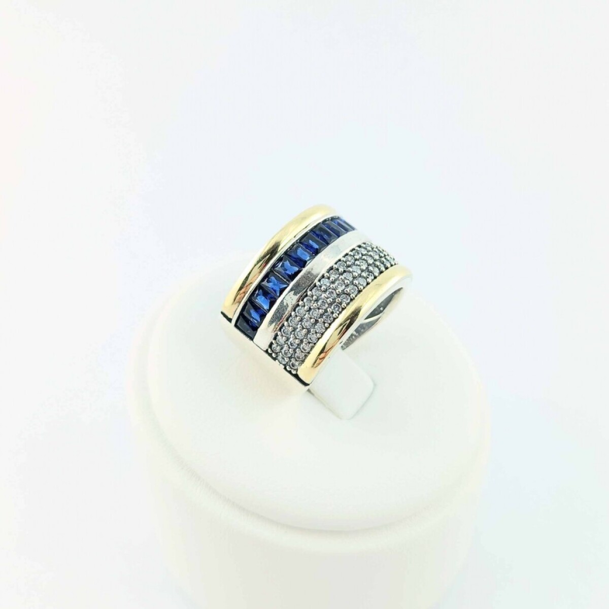 Anillo de plata 925 con double de oro 18k y circonias - Modelo Toscana 