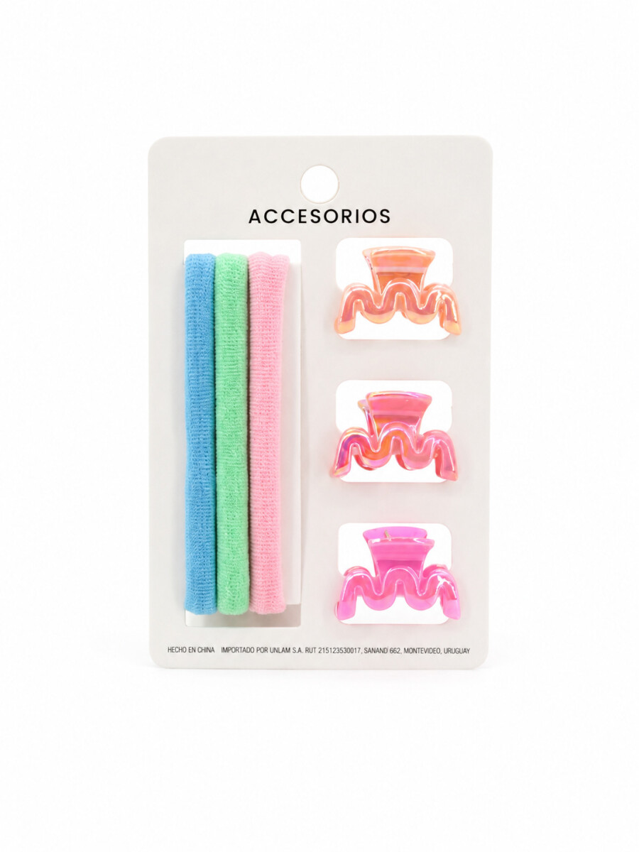 SET GOMITAS Y BROCHES - MULTICOLOR 