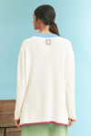 Cardigan algodón puños en contraste crudo