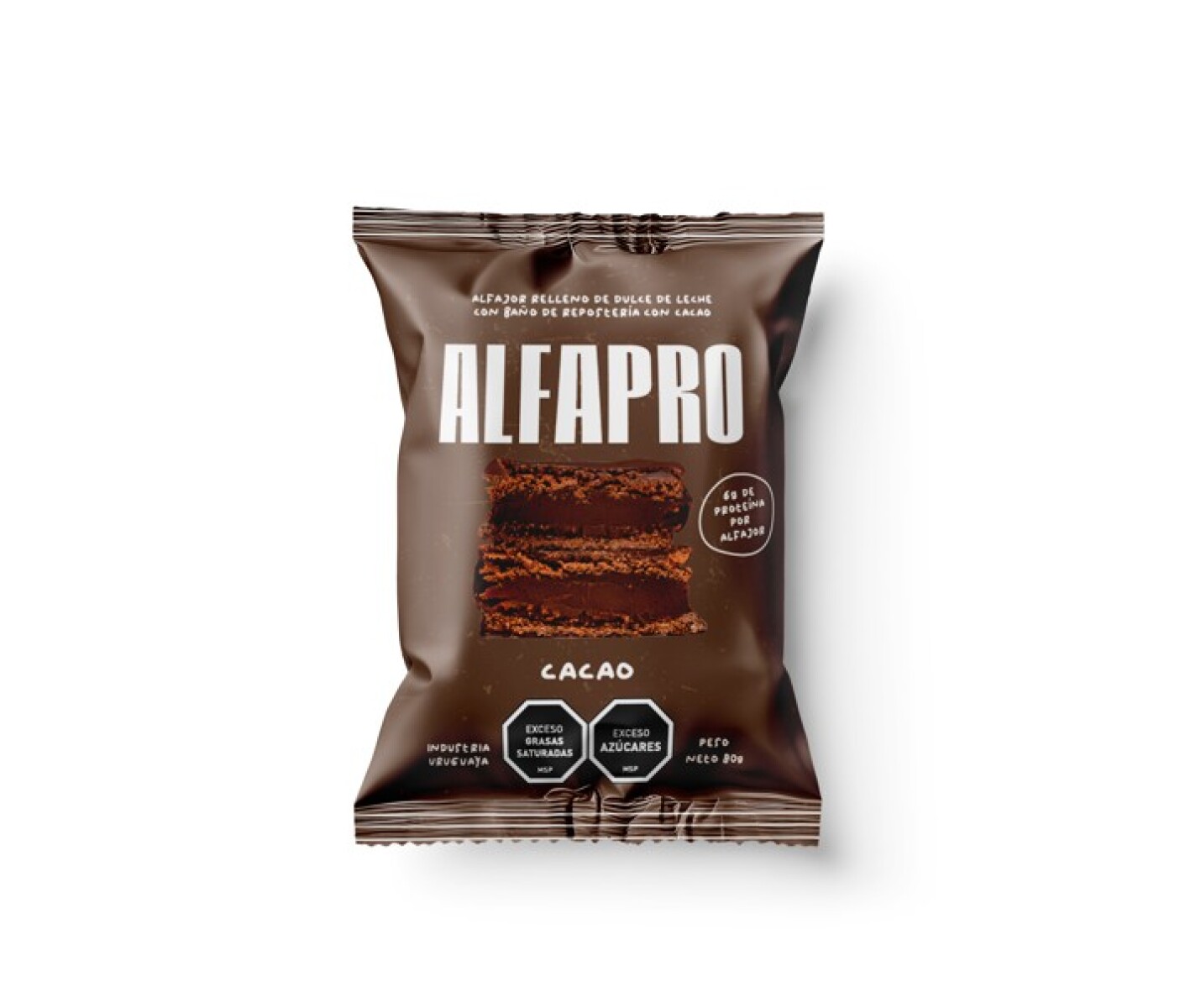 Alfapro Alfajor Protéico Chocolate negro caja x 8 unidades 
