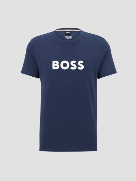 BOSS -Remera de algodón con logo, regular fit , T-shirt RN Azul