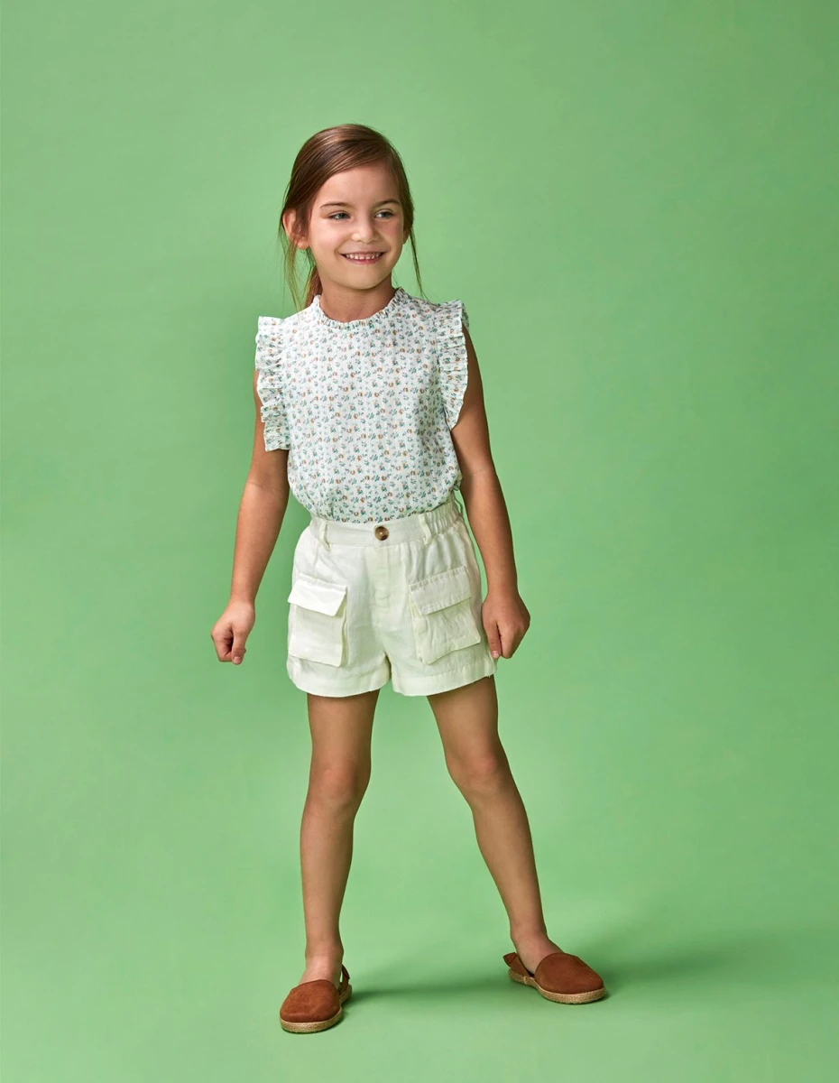 Blusa Estampado Flores - Blanco 