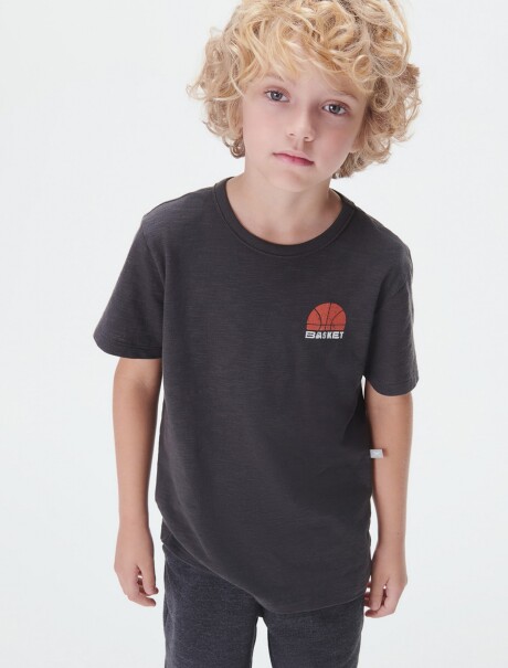 CAMISETA INFANTIL CON ESTAMPA GRIS