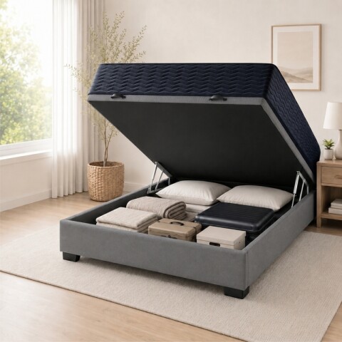 Sommier Baúl 2 Plazas Gris con Colchón Linde Zafiro 140x190 Firme Sommier Baúl 2 Plazas Gris con Colchón Linde Zafiro 140x190 Firme