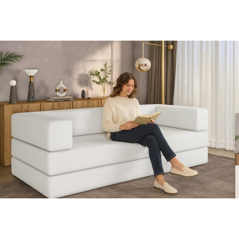 Sillón Sofá Cama Modular 3 Cuerpos Mover Compactado En Caja Beige