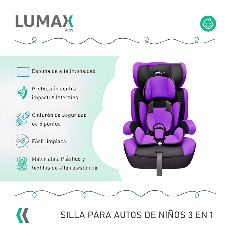 Silla para Auto Booster 3 en 1 Next Generation Lumax Kids Violeta