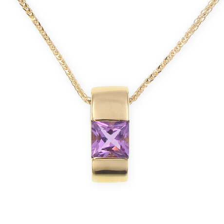 Colgante oro amarillo 18k con amatista princesa - Sin cadena Colgante oro amarillo 18k con amatista princesa - Sin cadena