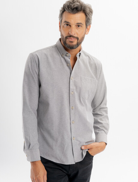 Camisa m/l oxford lisa gris