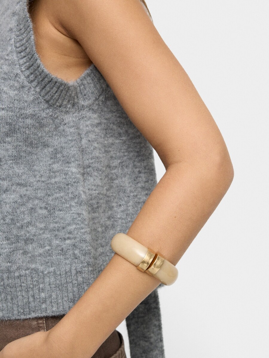 Pulsera Rígida Tubular beige