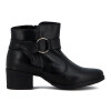 Country Bota Mujer De Cuero Tira C/ Aplique Caña Baja Taco Cuadrado Negro