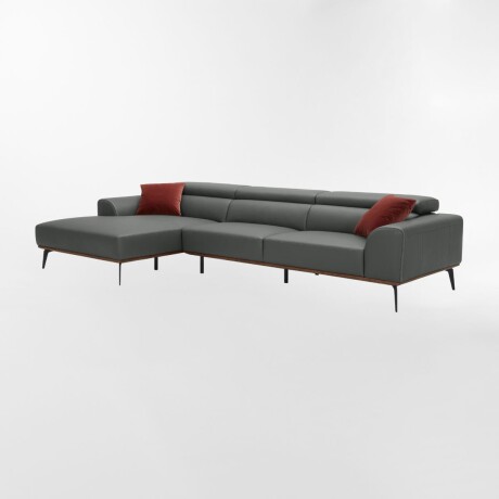 Sofá con chaise DUNA CUERO GRIS - IZQUIERDO