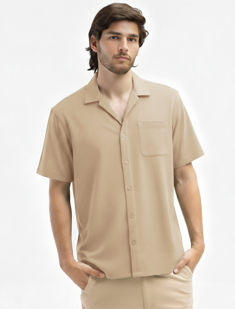 Camisa Algodón Pique Santorini Beige
