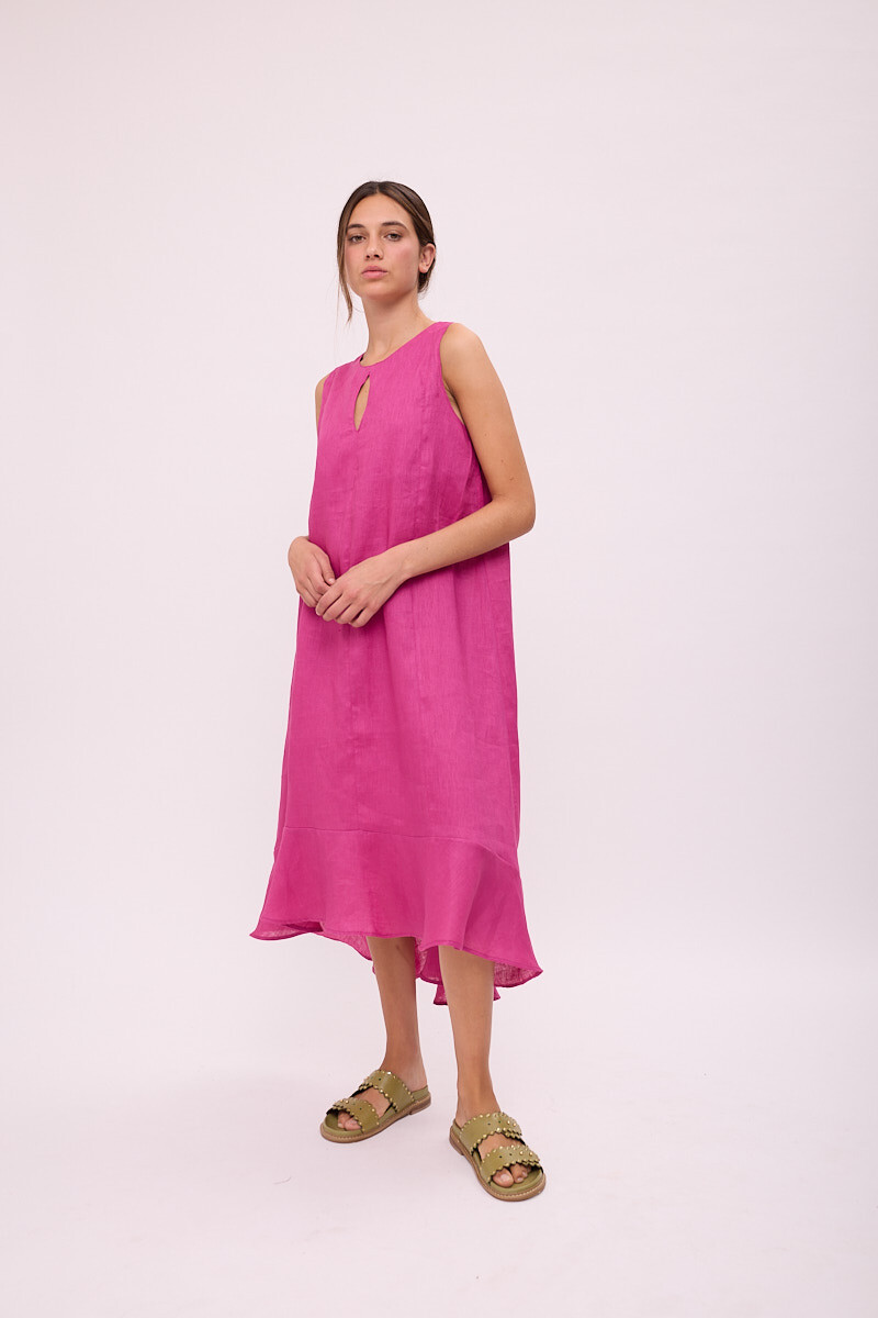 VESTIDO POLK LONG Fucsia