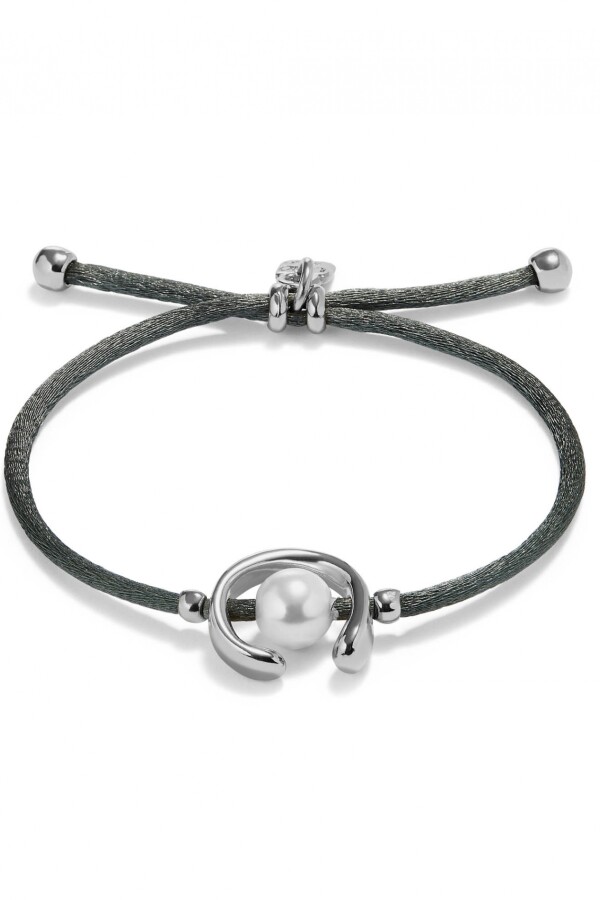 PULSERA DE HILO NEGROSO CON PERLA SHELL FORNITURA BAÑADA EN PLATA DE LEY. Pulsera