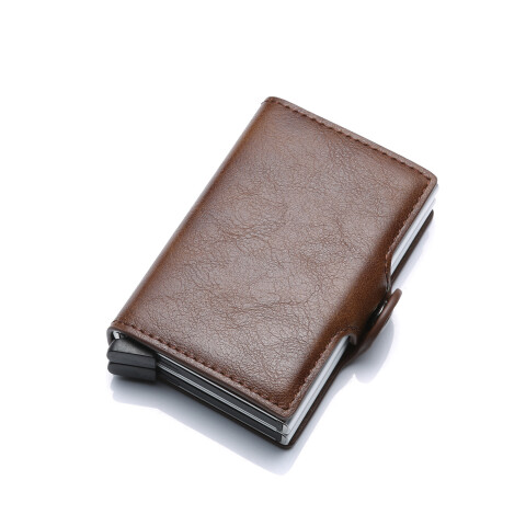 Billetera doble color marrón con protección RFID Billetera Doble Color Marrón Con Protección Rfid