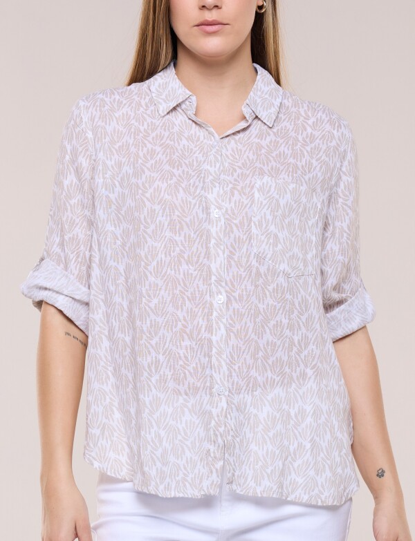 Camisa Holgada Estampa Botánica BEIGE