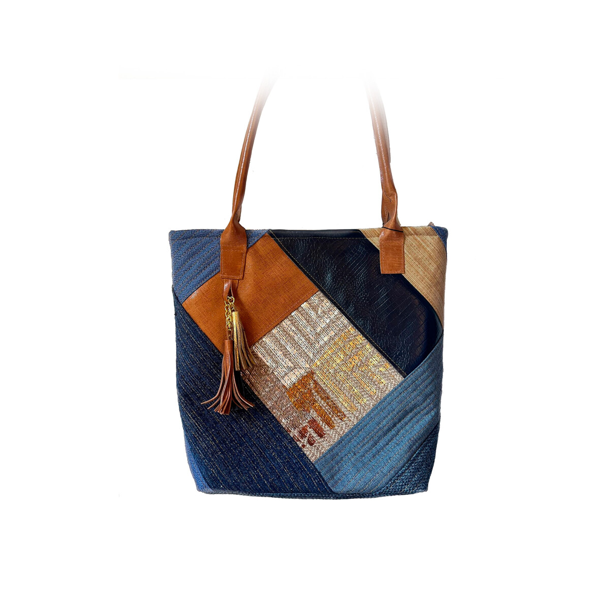 Bolso Clásico Patch Bags - Azul/Marrón 