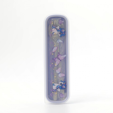 JUEGO DE CUBIERTOS DE ACERO INOXIDABLE DE 2 PIEZAS (UNICORNIO DE ENSUEÑO/MORADO) JUEGO DE CUBIERTOS DE ACERO INOXIDABLE DE 2 PIEZAS (UNICORNIO DE ENSUEÑO/MORADO)
