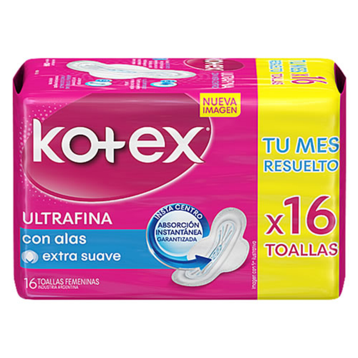 Kotex Ultrafina con Alas x16 – Protección Segura y Comodidad Todo el Día