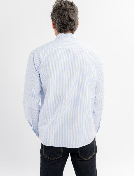Camisa m/l oxford rayada celeste