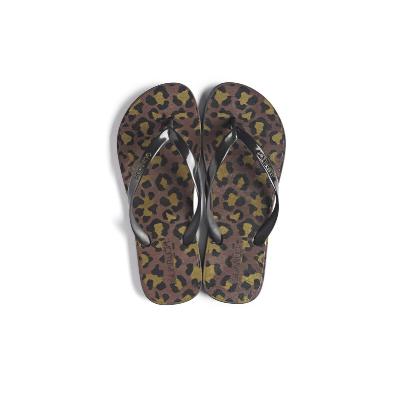 Ojotas Guaruja Animal Print de Mujer - G8214 Negro-dorado