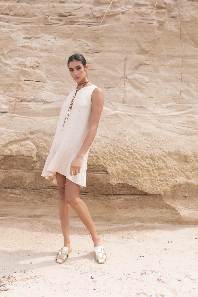VESTIDO FOLK Beige