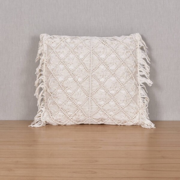 Almohadón Deco Tejido 45 x 45 Punto Macrame Crudo