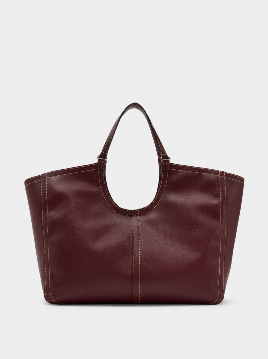 Bolso Shopper Liso Con Bolsa - burdeos 