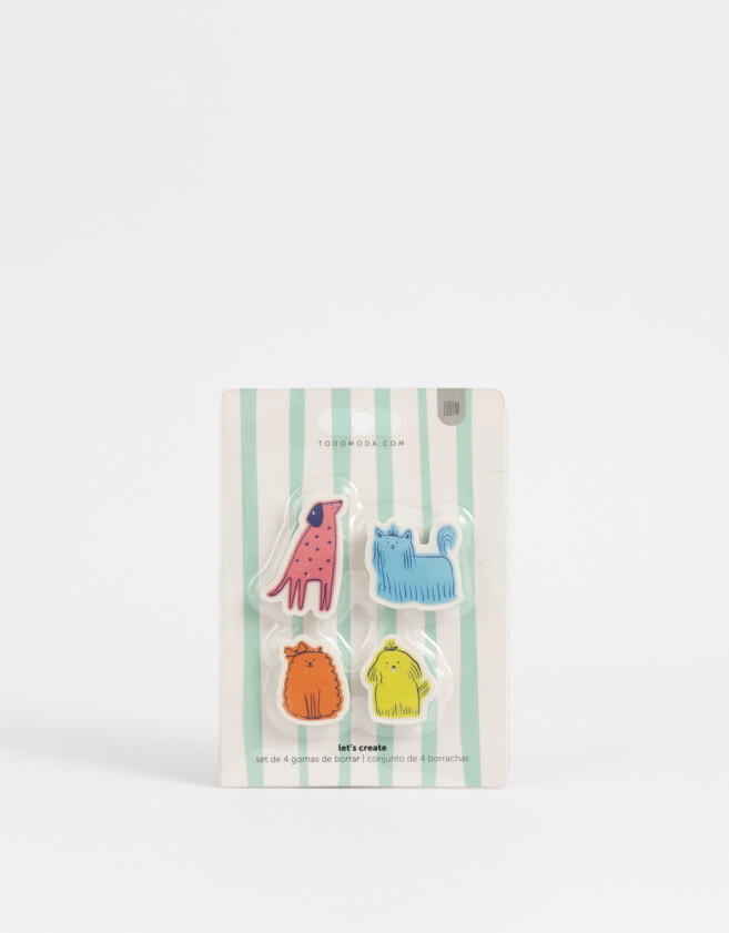 Útiles Varios Perrito Set De Gomas De Borrar - Combinacion Multicolor
