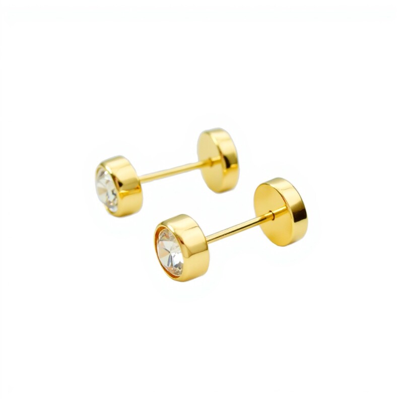 Abridores Punto de luz-Oro 18k-Piedra Zirconia-AB9502 conpiedra