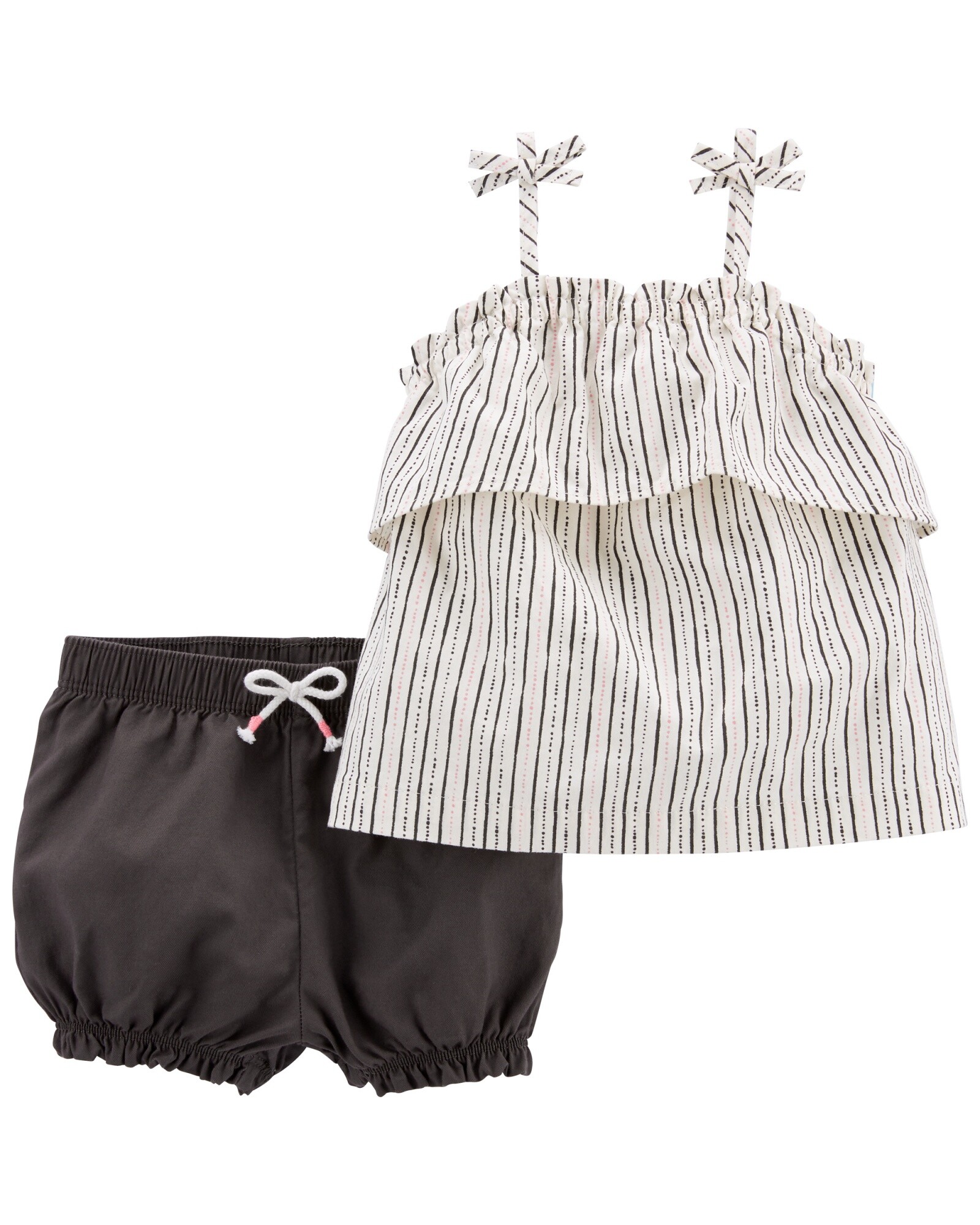 Set dos piezas de algodón, short y musculosa. Talles 0-24M Sin color