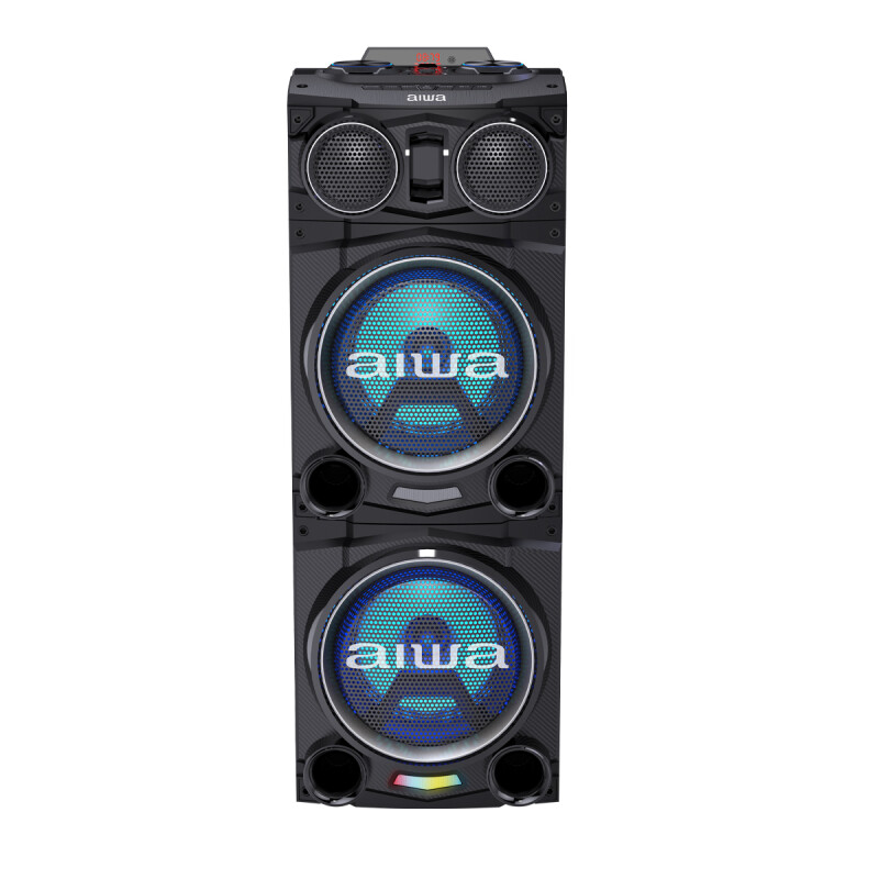Torre de Sonido Bluetooth AIWA 2500W PMPO con doble woofer y luces LED | AW-POC10 Torre de Sonido Bluetooth AIWA 2500W PMPO con doble woofer y luces LED | AW-POC10