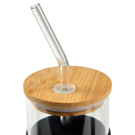 VASO C/SORBETE 500ML BAMBU-Y-VIDRIO GRIS 6BAV025