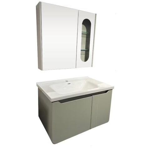 Mueble de baño suspendido curve verde 80 cm con Bacha y Espejo botiquín Mueble De Baño Suspendido Curve Verde 80 Cm Con Bacha Y Espejo Botiquín