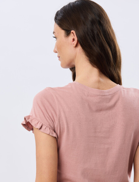 REMERA DE ALGODÓN CON VOLADO Rosado