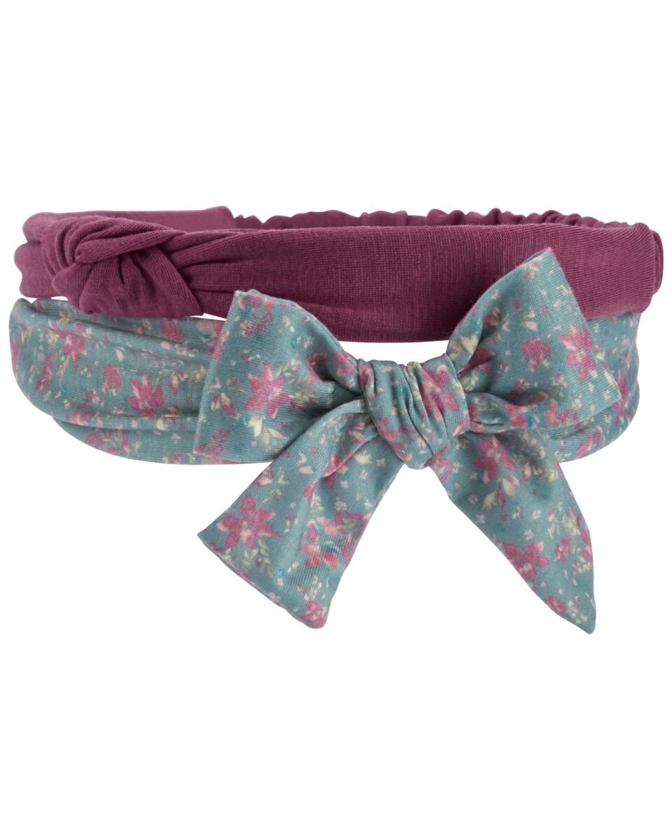 Pack dos vinchas elásticas, estampada y morada 
