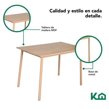 Juego De Comedor Cancun Mesa + 4 Sillas Kingshouse Madera MDF Champagne