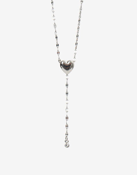 Cadena Corta con Dije Metal Collar Con Dije Corazón Metal - Plateado Rodio
